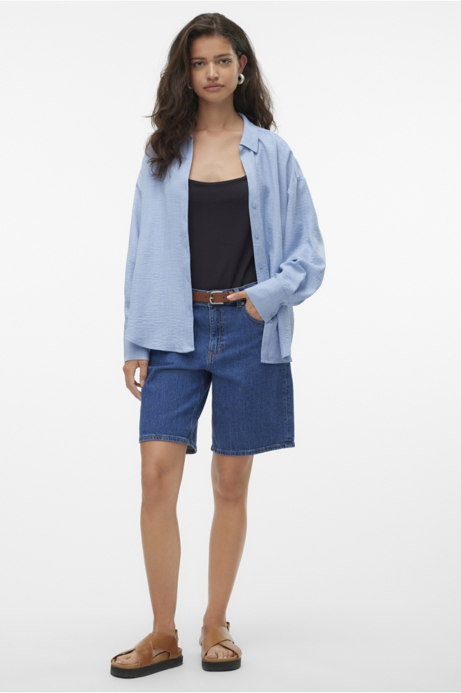 VMMELANEY QUEENY LS SHIRT WVN NOOS 10316389 CHAMBRAY BLUE/MELANGE